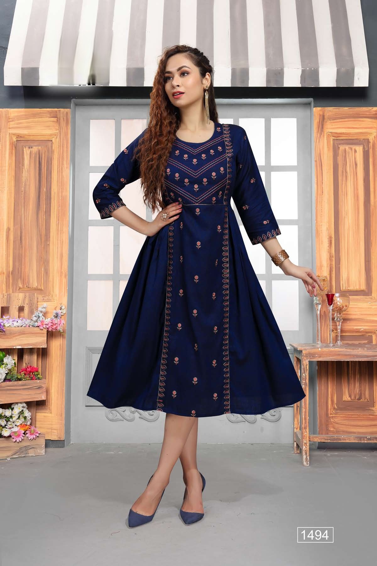Chutki 1490 Latest Regular Wear Rayon Embroidery Designer Kurti Collection